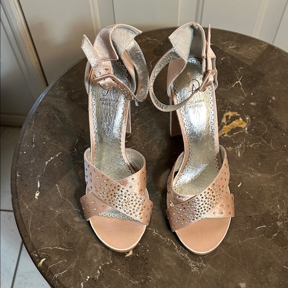 Adrianna Papell Blush and Silver Heels